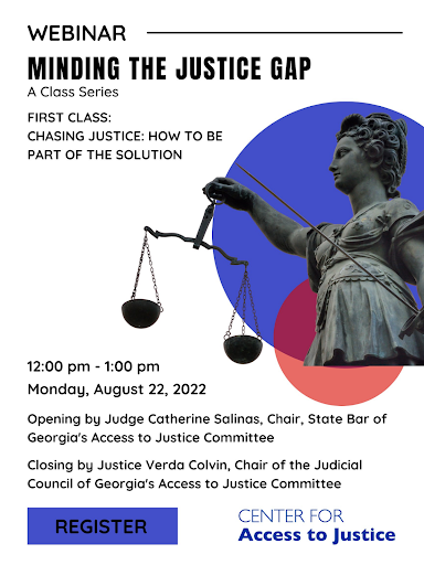 Minding the Justice Gap Webinar Flyer